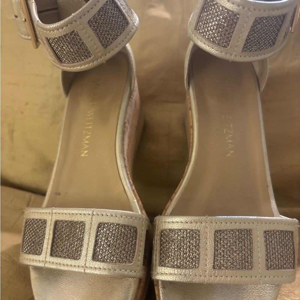 Stuart Weitzman Silver Geometric Wedges